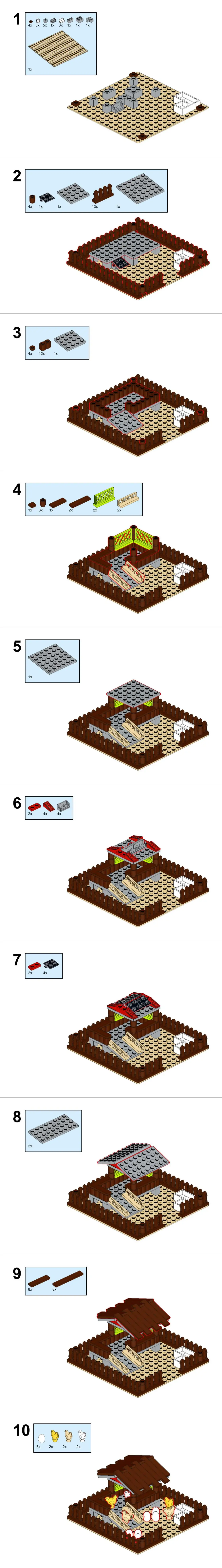 MOC Bauernhof Tiere Bausteine Stadt ChickenCoop Hen House Spielzeug DIY Blöcke Spielzeug für Kinder Jungen Mädchen Geschenk Juguetes Kinder Spielzeug – Detail 5