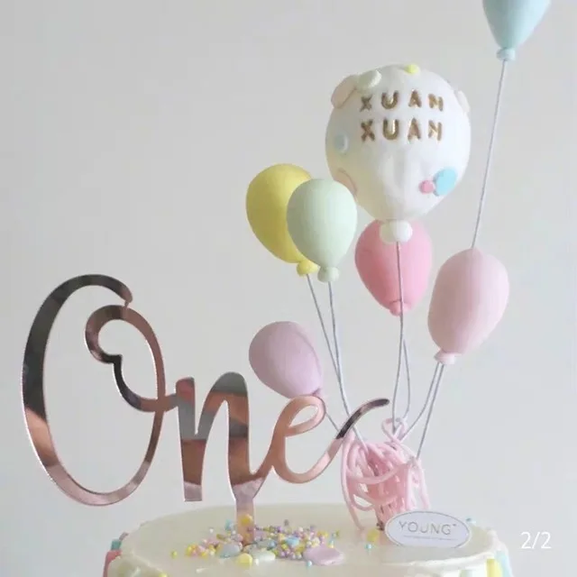 Décoration de Gâteau d'Anniversaire en Acrylique pour Bébé, "One", Couleur Or et Noir, Fournitures de ixpour Enfant