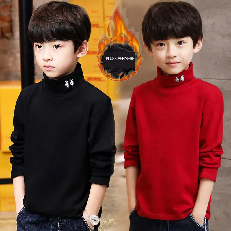 

2024 Children's Sweater High-neck Sweatshirts for Boys Clothes Girls Turtleneck Clothing Knitted Sweater for 4 6 8 10 11 12 Year