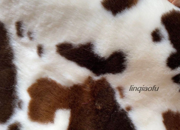 Rabbit fur jacquard leopard print cow black and white 2.0cm high coat plush fabric