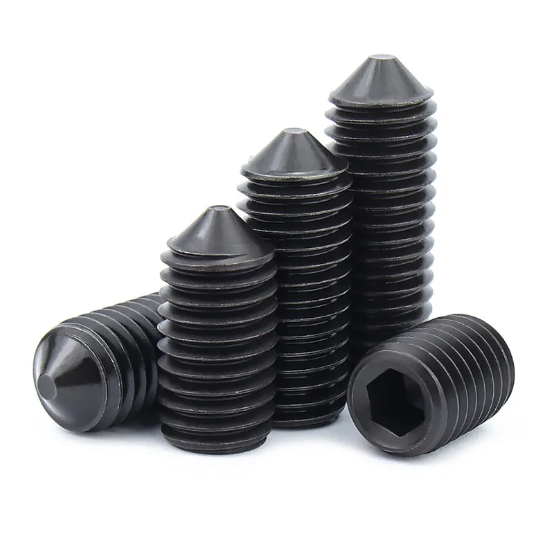 M2 M2.5 M3 M4 M5 M6 M8 M10 M12 M14 M16 Black 12.9 Steel Hex Hexagon Socket Tapered End Grub Headless Bolt Cone Point Set Screw