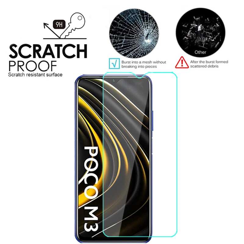 Tempered Glass For Xiaomi Poco M3 Screen Protector on Xiami POCOM3 Xiomi POXO POKO M 3 3M Vidrio Film on Poco M3 Glass Protector