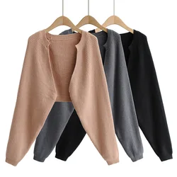 Sexy cropped cardigan knitted short cardigan sweaters for women fashion cute tops korean style long sleeve top batwing sleeve