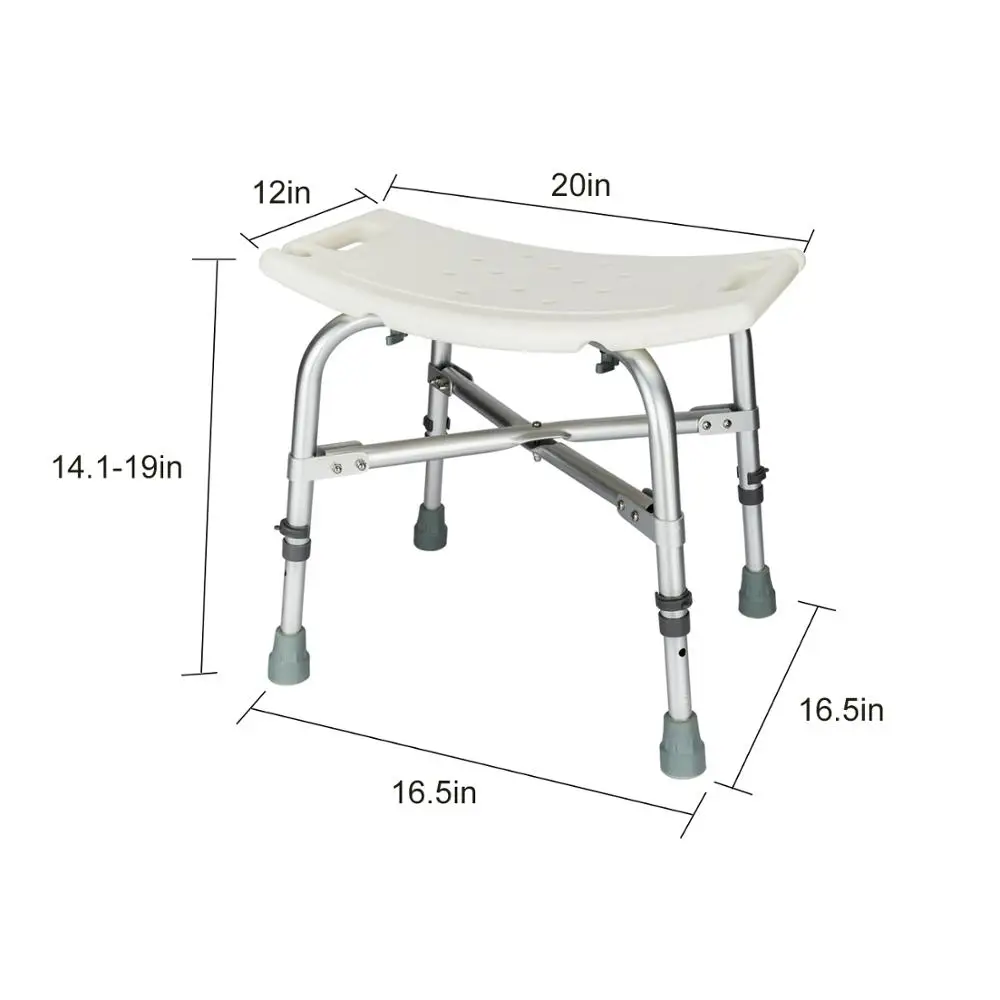 Bath Chair Bathroom stool Heavy Type Adjustable Aluminum Alloy Shower Chair for the Old/Pregnant White CST-3021