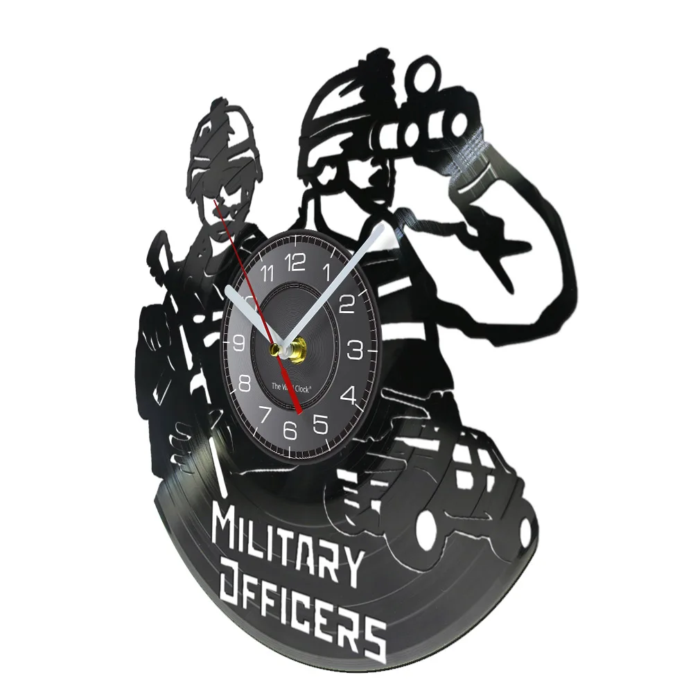 Commissioned Military Officer Wall Clock Vinyl Record American Army Soldier Artwork Retro Album Longplay Clock Veterans Day Gift