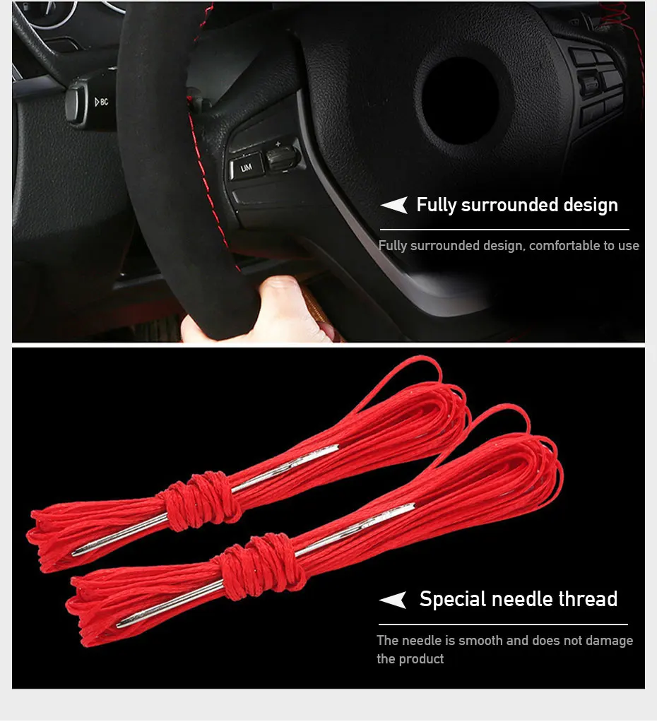 Pelz Lenkrad Abdeckung Für Auto Universal 38 cm Geflochtene Auto Lenkrad Schutz Abdeckung Leder Anti Slip Innen Teile – Detail 7