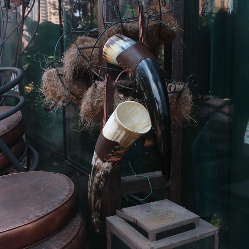 Handicrafts Viking Drinking Horn Cups Ale Beer Wine Goblet Chalice Tankard Ox Horn Beaker Vessels Viking Drinking Mug