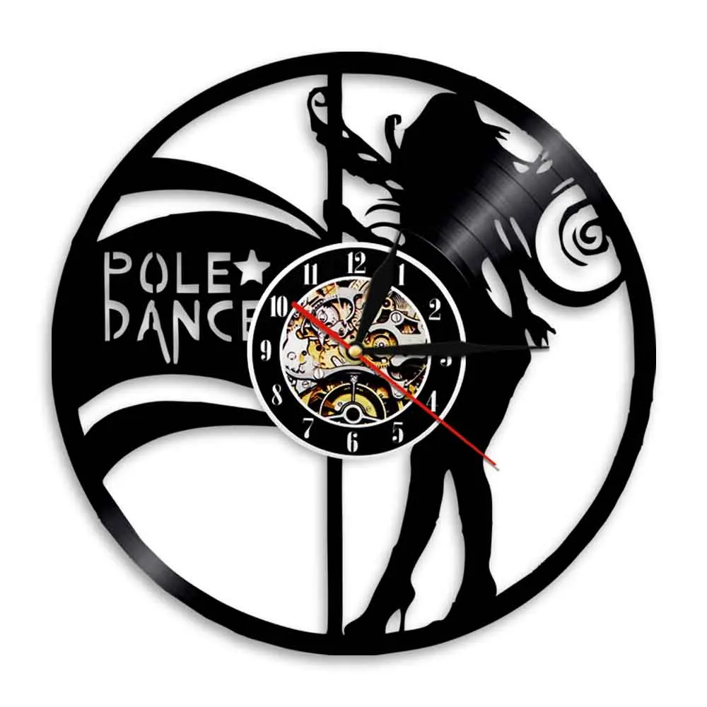 Pole Dancing Wall Clock Night Club Girl Sexy Female Strippers Vinyl Record Silent Decor Time Clock Hanging Watch Dancer Gift