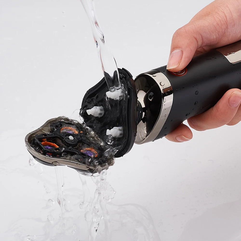 ماكينة حلاقة كهربائية للرجال اللحية الحلاقة LED المحمولة اللحية الحلاقة المتقلب مقاوم للماء الرطب الجاف الاستخدام المزدوج حلاقة آلة قطع 3 شفرة