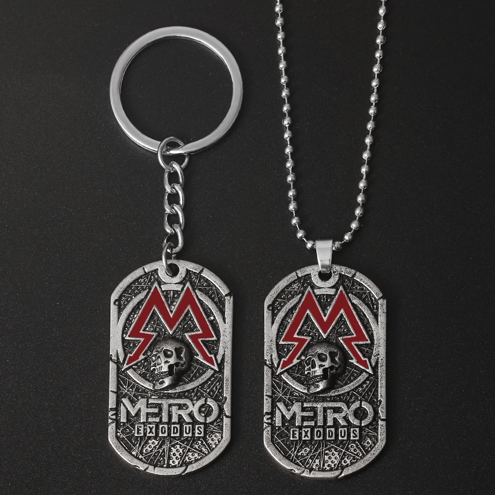 Vintage Oval Schädel Tag Anhänger Halskette Terror Spiel Metro:Exodus Serie Abzeichen Halskette Mode Schmuck Geschenke Für Spiel Liebhaber