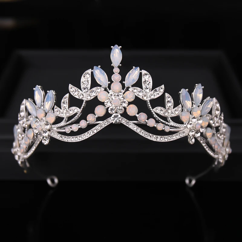 

Wedding Hair Tiara Crystal Bridal Tiara Crown Silver Color Diadem Veil Tiaras Wedding Hair Accessories Headpieces Head Jewelry