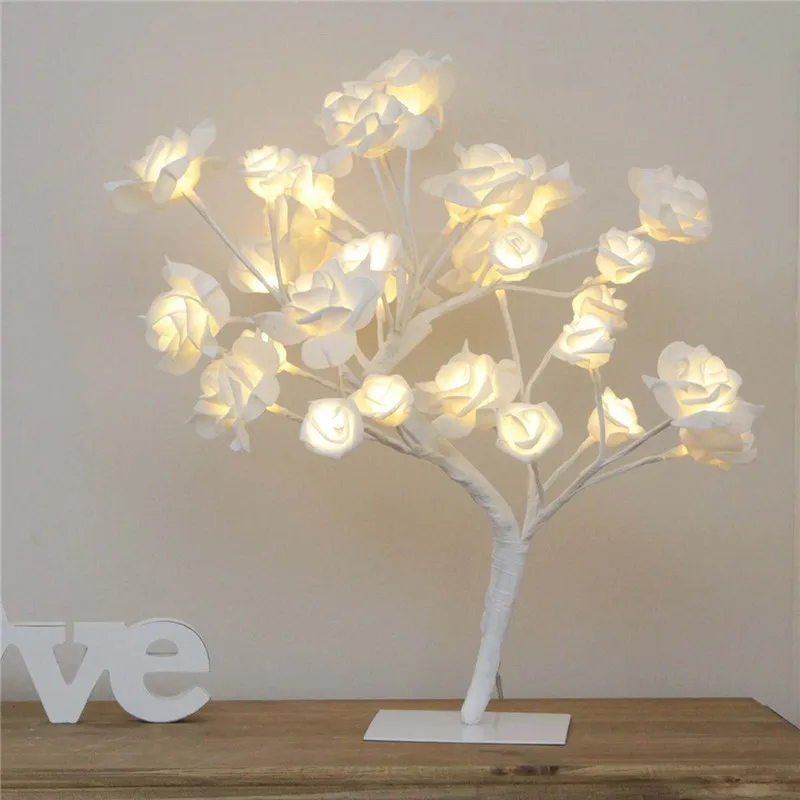 LED Sakura Tree Desk Light Decorative Bedside Table Lamps USB 36/48leds for Home Bedroom Wedding Nordic Decor Night Light