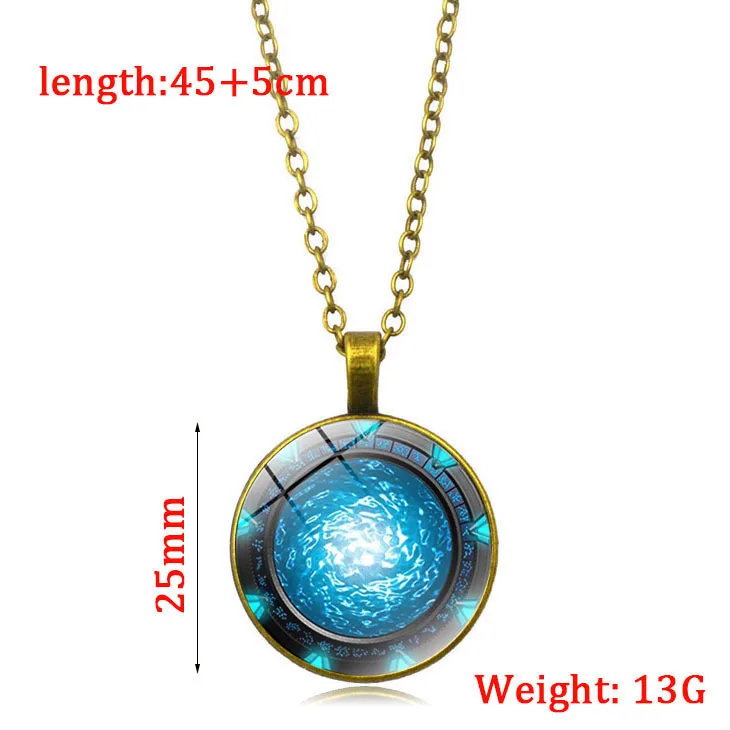 Stargate SG-1 Legendary Atlantis Luminous Time Stone Necklace Luminous Long Sweater Chain Pendants, Pendant Water-wave Chain