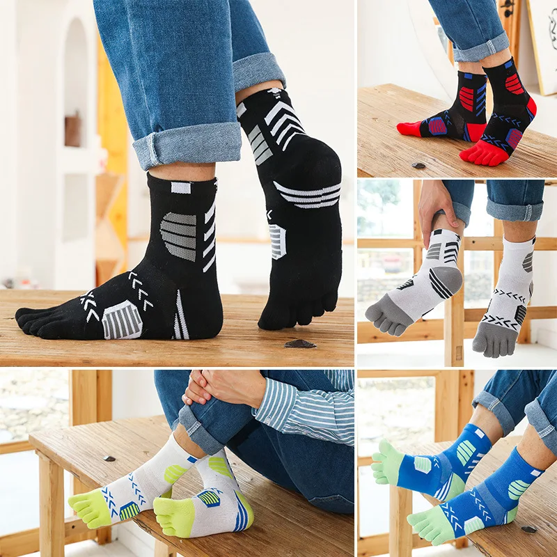 

Men's Basketball Socks Thickened Cotton Sweat Absorbing Sports Five Toe Socks Comfortable Cotton Split Finger Socks