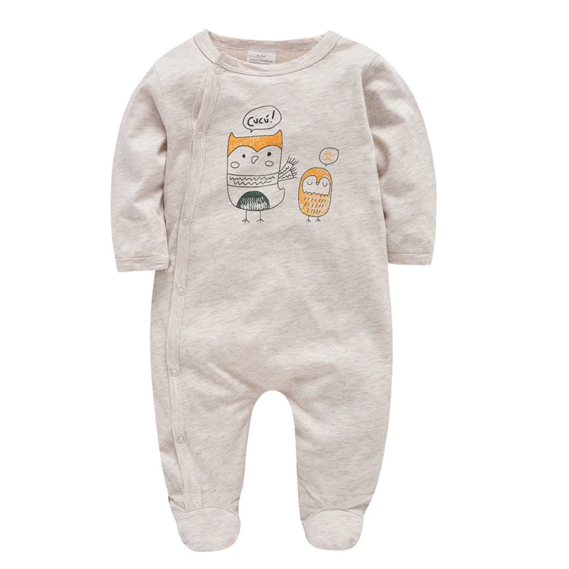 Kavkas Newborn Baby Long Sleeves Bodysuit Set Unisex Cotton Overall Gilrs Owl Pattern Clothing Toddler Boys Jumpsuit