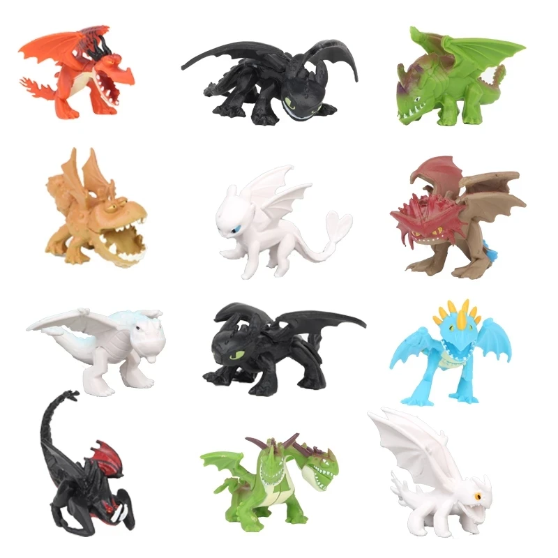 12pcs/set How To Train Your Dragon The Hidden World Toothless Night Fury Mini Anime Figure PVC Action Figures Model Dolls Toys