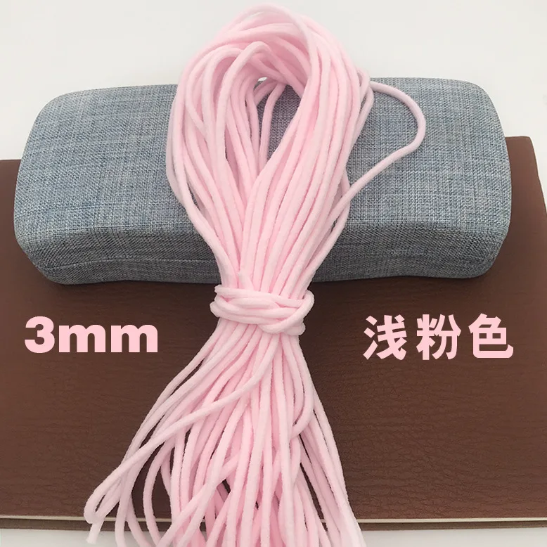 10Yard 3MM Round Mouth Mask Elastic Band Mask Rope Rubber Band Tape Mask Ear Hanging Rope Belt String Oil Core DIY Sewing Crafts