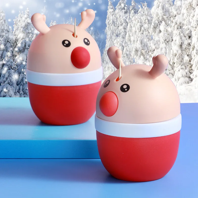 Creative Cartoon Living Room Kitchen Decoration Toothpick Holder Fawn Toothpick Box Automatic Pressing Bottle Cute Toothpick Jar