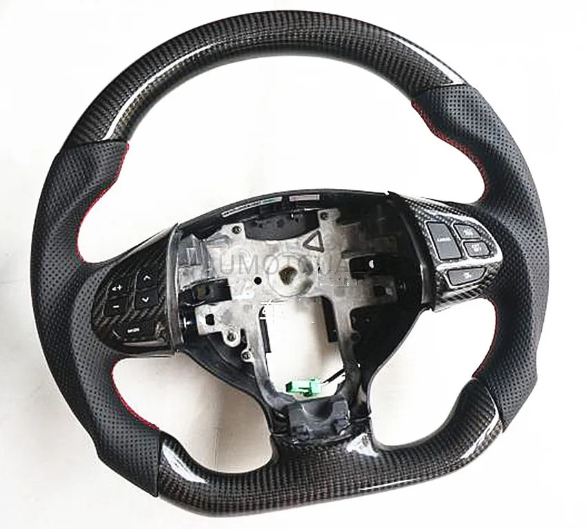 Punched Genuine Leater Real Carbon Fiber & Leather Steering Wheel for Mitsubishi Lancer