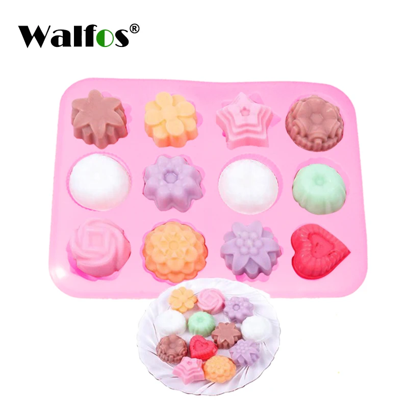 

WALFOS 16 Cell Heart Style Chocolate Mold Pink Silicone Cake Decoration Mould DIY Biscuit Dessert Baking Pan Kitchen Accessories