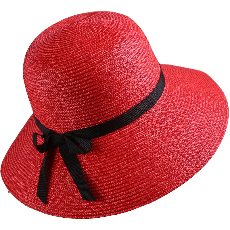 Summer New Straw Hat Women's Korean Version Outdoor Travel Big Eaves Hat Japanese Seaside Beach Sunscreen Hat Wholesale