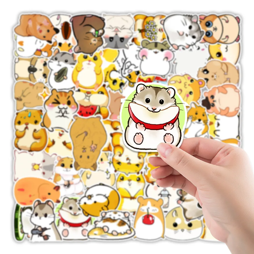 50pcs Cartoon Hamster Stickers For Notebook Scrapbook Supplies Stationery Cute Sticker Scrapbooking Material Craft Supplies