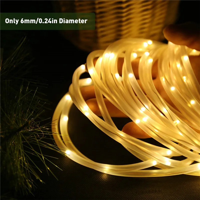 Outdoor Touw Verlichting 10-40M Waterdichte Tube String Lights 8 Modes 4.5V Plug Voor Tuin Yard Path hek Trappen Party Decoraties