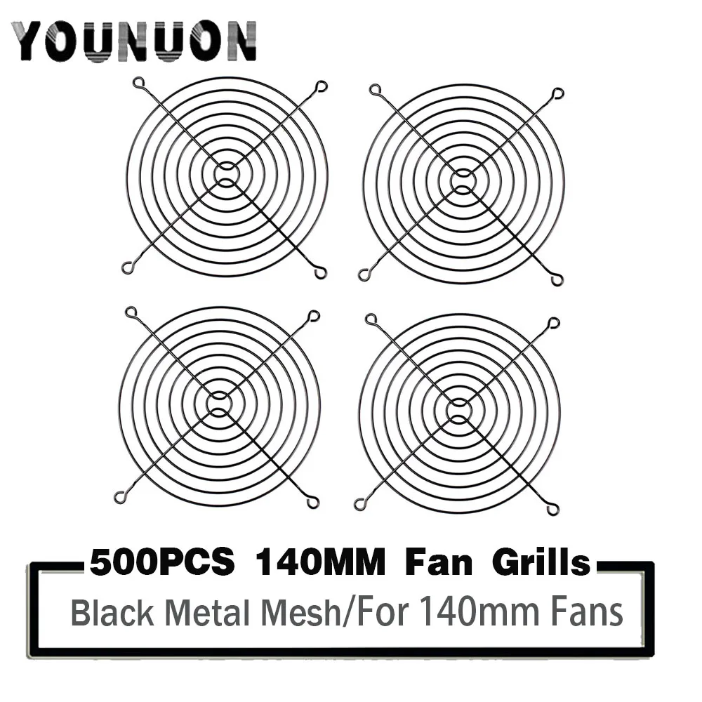 

500 Pieces Black Fan Grills 140mm 14x14cm 140x140mm Cooling Fan Grills Metal Mesh Finger Guard Protective Net Fan Grill