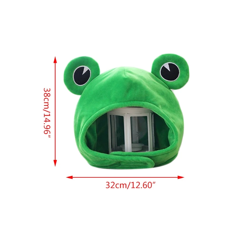 Funny Big Frog Eyes Cartoon Plush Hat Toy Green Headgear Cap Cosplay Costume Winter Festival Party Dress Up Photo Props