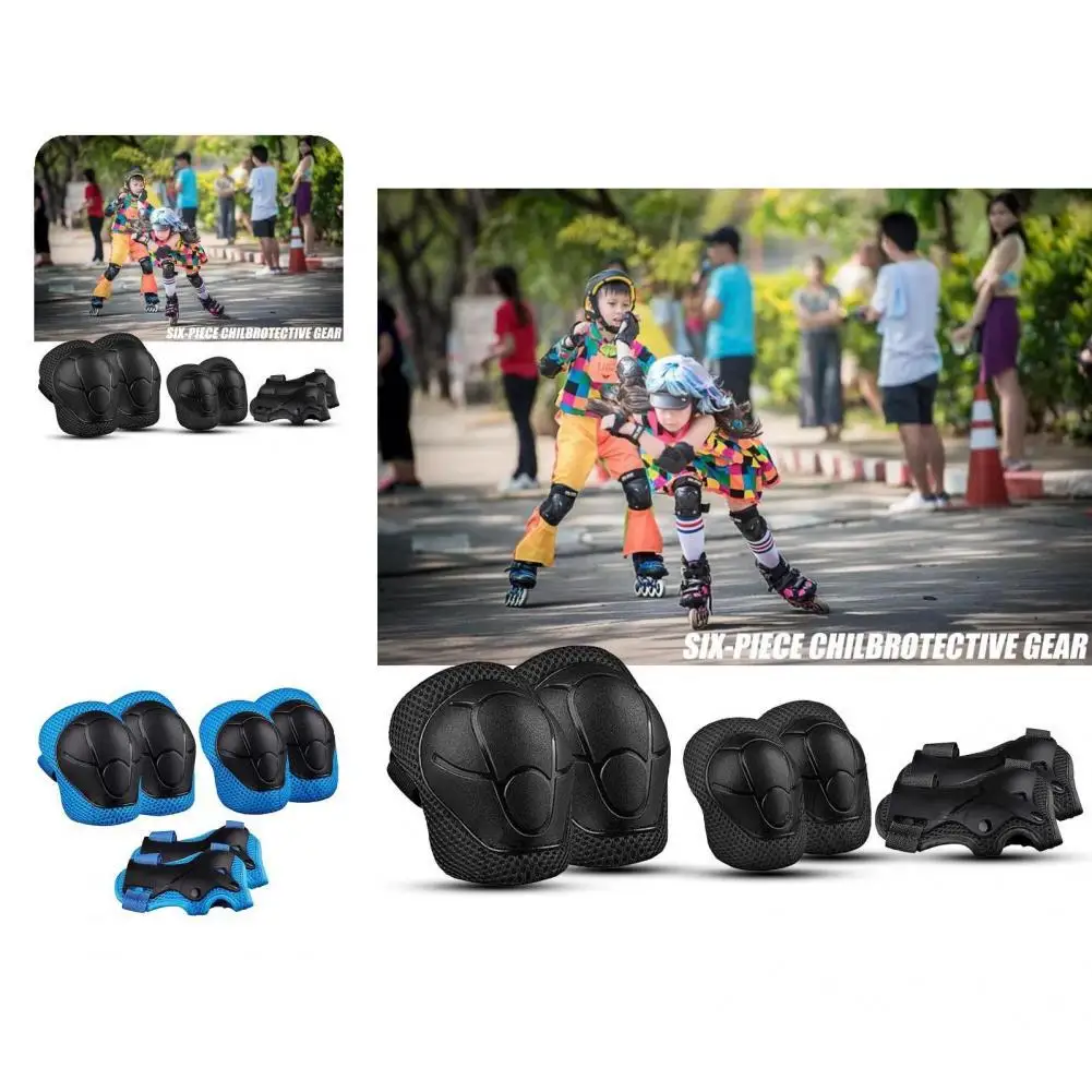 

6Pcs/Set Knee Elbow Pads Easy Wearing Protective Gear Wrist Guards Knee Elbow Pads