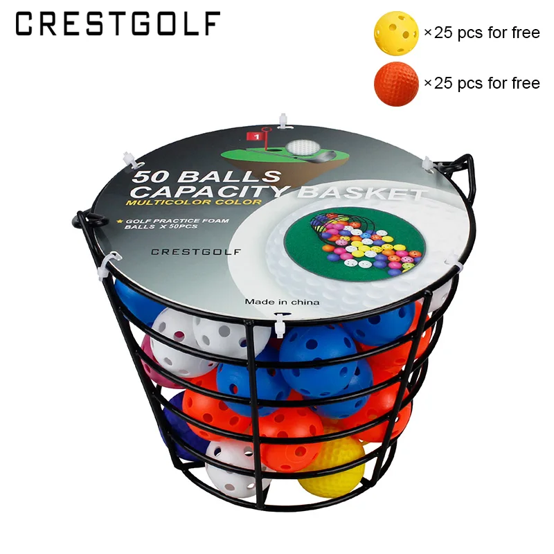 

Crestgolf Golf Plastic Ball Hollow Sports Golf Foam Practice Golf Balls with Metal Range Bucket