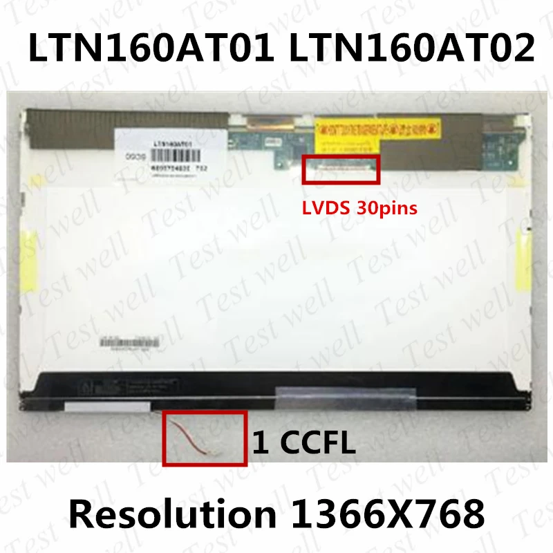 LTN160AT01 LTN160AT02 For ACER Aspire 6930G 6930 6920 6935 6935G For Asus X61S for Toshiba AX/53HPK matrix laptop lcd panel