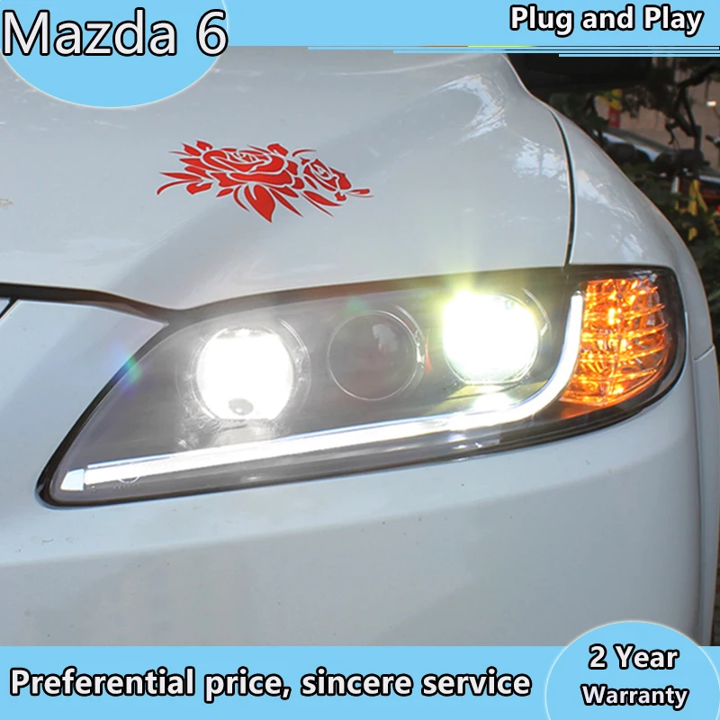 Car Styling for Mazda 6 Headlights 2004-2012 Mazda6 Headlight DRL Hid Head Lamp Angel Eye Bi Xenon Accessories