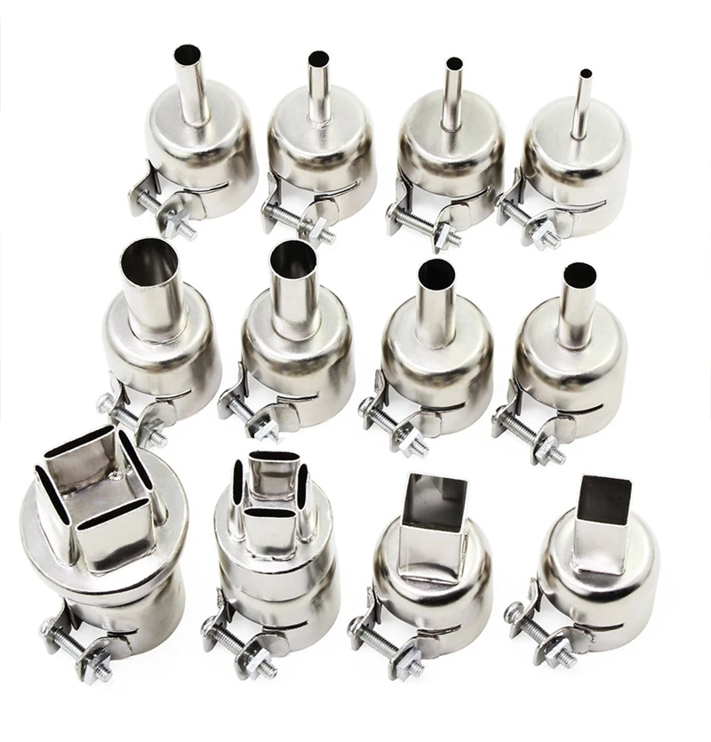 12PCS Universal Heat Nozzle 3-20mm Hot Air Heat Resisting Nozzles Tips Tool for 850 Series Hot Air Soldering Station