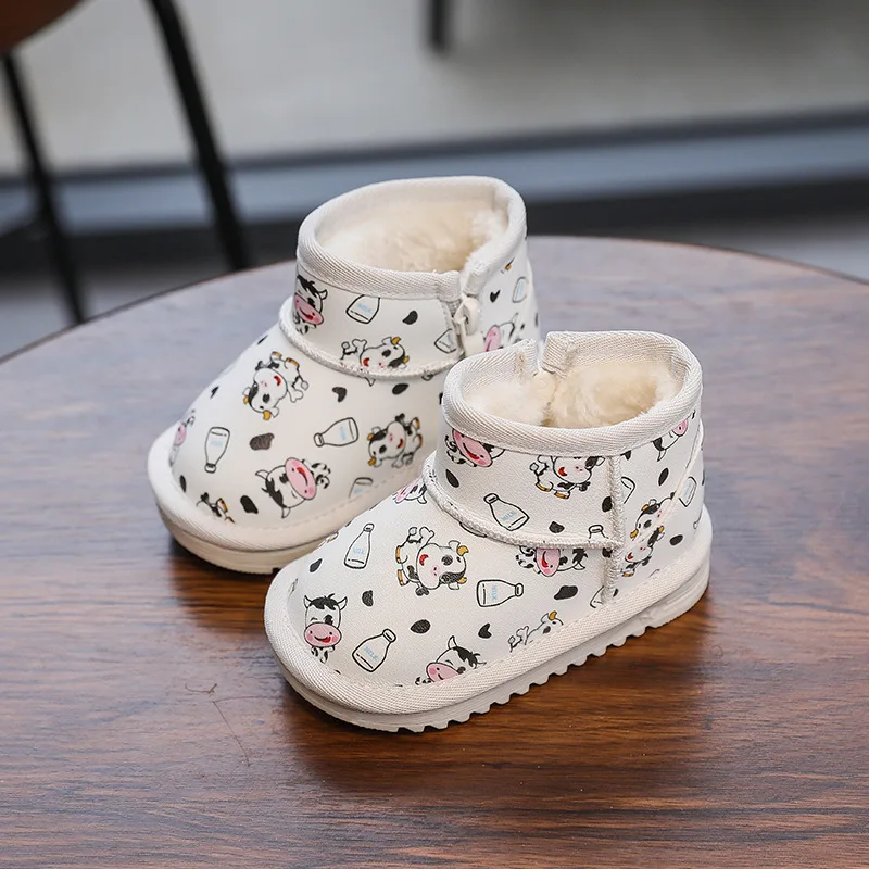 Winter Baby Katoen Laarzen Schoenen Kids Meisjes Pluche Fluwelen Warme Schoenen Jongens Dikke Zachte Zolen Snowboots Non-slip Peuter Schoenen