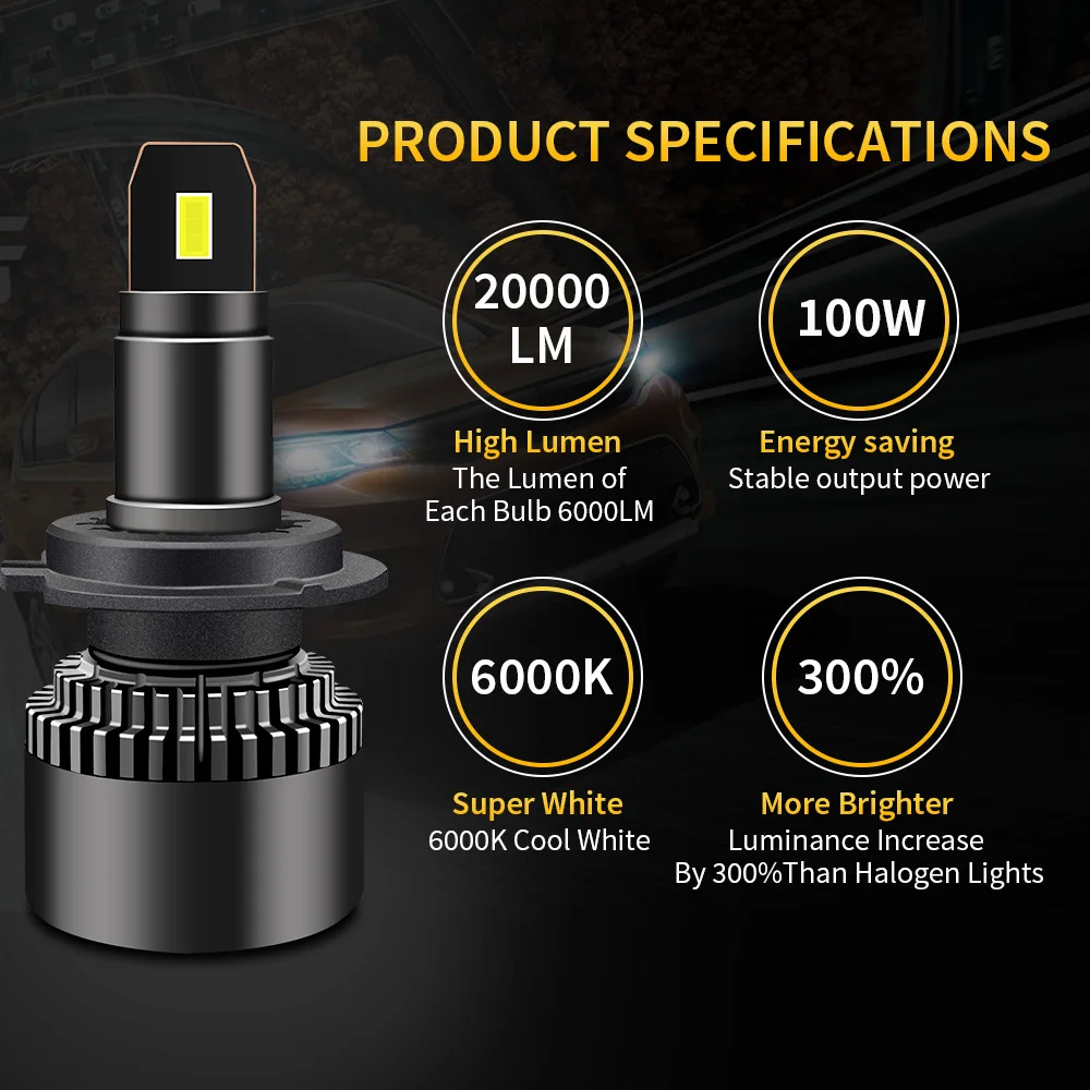 h7 Led أضواء لسيارة H8 H4 H11 H1 Led المصباح لمبة Canbus 9005 HB3 HB4 الضباب مصباح رئيس ضوء 100 واط 6000 كيلو توربو السيارات h7led 2 قطعة #2