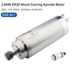 CNC Spindle 3KW 12A Water-Cooled Spindle Motor ER20 100 X250mm 220V 380V For CNC Milling Engraving Drilling Router Machine