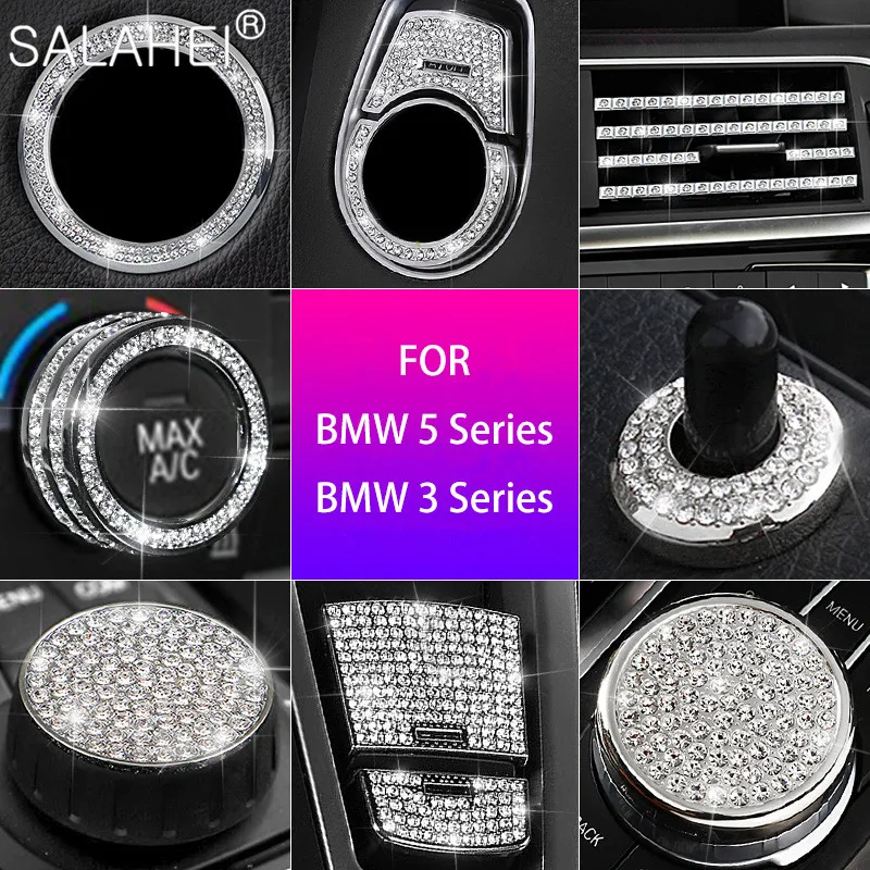 For BMW 5 Series GT7 1 3 series X3 X4 X5 X6 Diamond Car Modified Central Decorate Cover Air Outlet Frame Auto Interior Trim