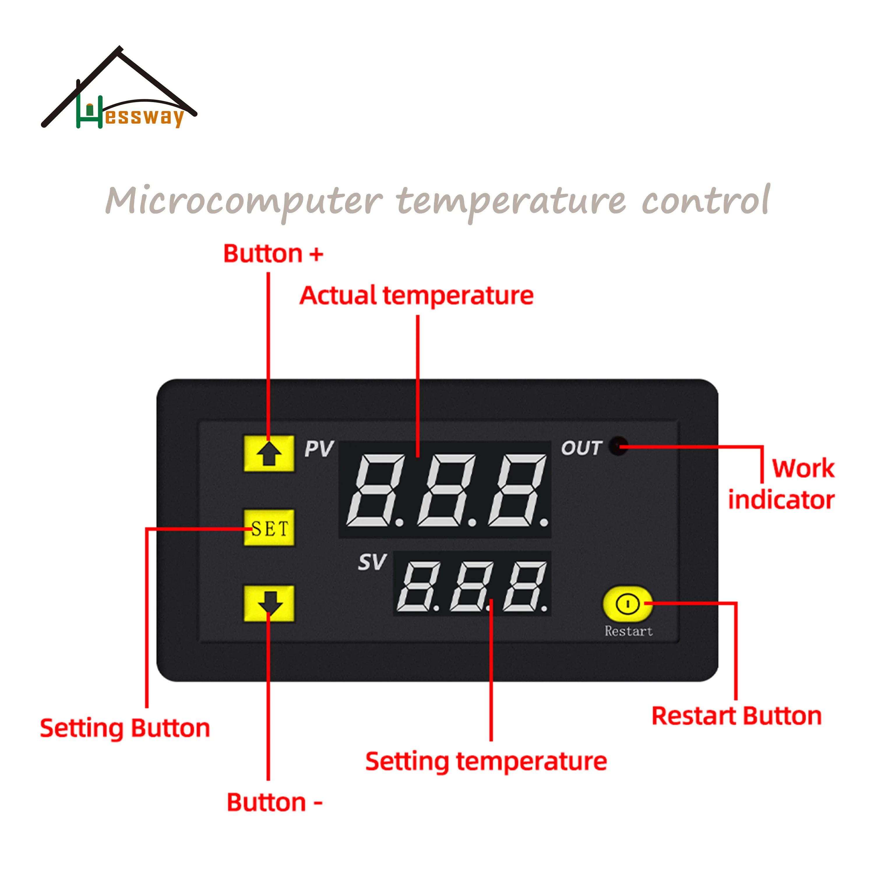 Economical Portable Mini Thermostat for Heat/Cool Adjustment Delay Memory Work Domestic Freezer,Water Tanks,Refrigerator,Steamer