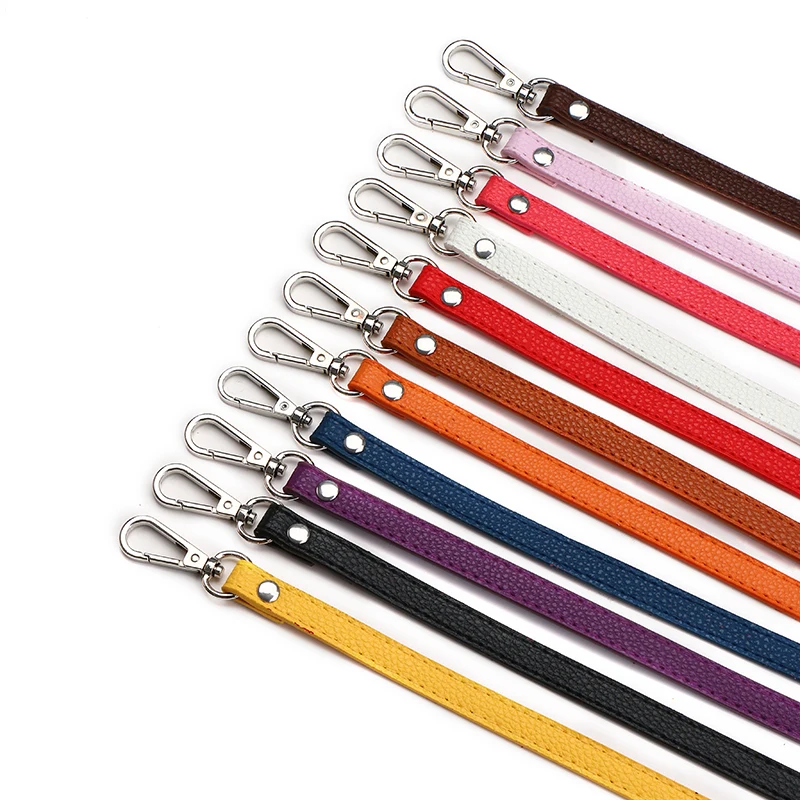 60cm PU Leather Bag Handle Shoulder Strap DIY Replacement Short Belt For Women Handbag Purse Gole Silver Buckle Bag Accessories