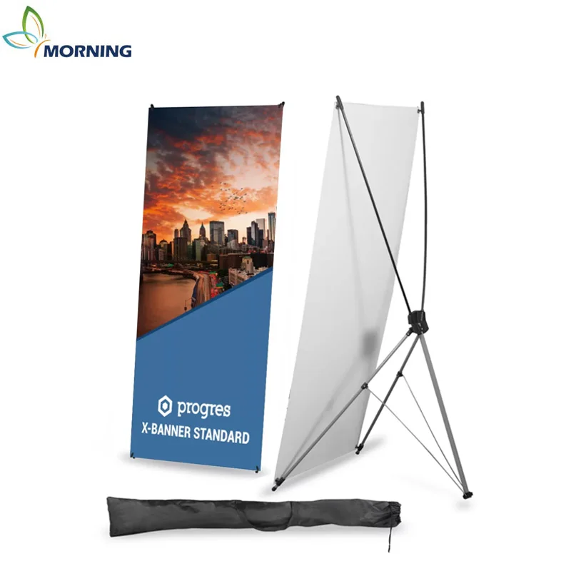 MORNING outdoor trade show Foldable X display banner stand for advertising