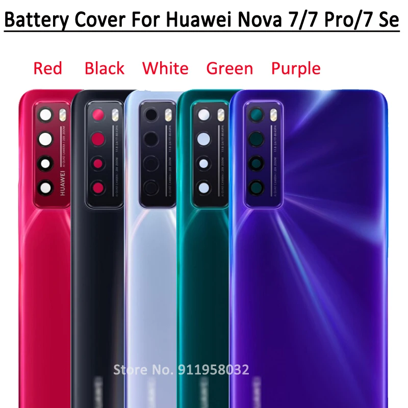 NEW Battery Cover For Huawei Nova 7 with Logo Back Cover Housing Door Rear Case For Nova7 pro / Nova 7 Se with Camera lens