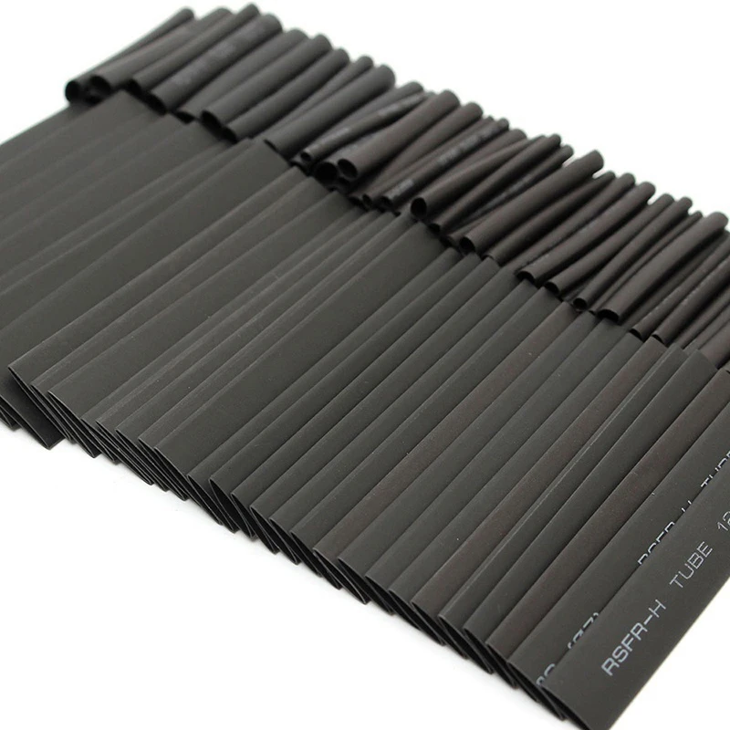 127Pcs Black Weatherproof Heat Shrink Sleeving Tubing Tube Assortment Kit Electrical Connection Electrical Wire Wrap Cable