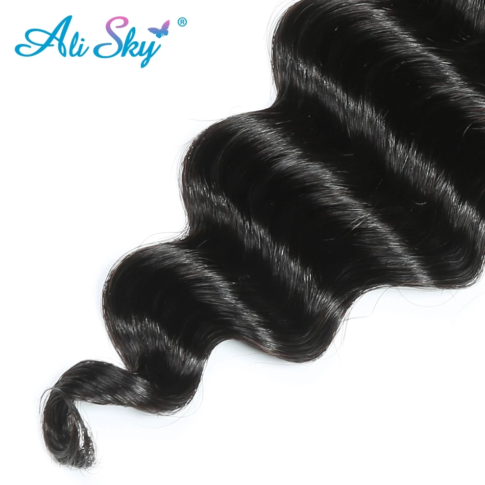 Alisky Hair-Tissage péruvien Remy avec closure, extensions de cheveux naturels, 4x4