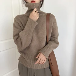 Herfst Winter Vrouwen Gebreide Coltrui Kasjmier Trui 2021 Toevallige Basic Trui Jumper Lange Mouwen Losse Tops