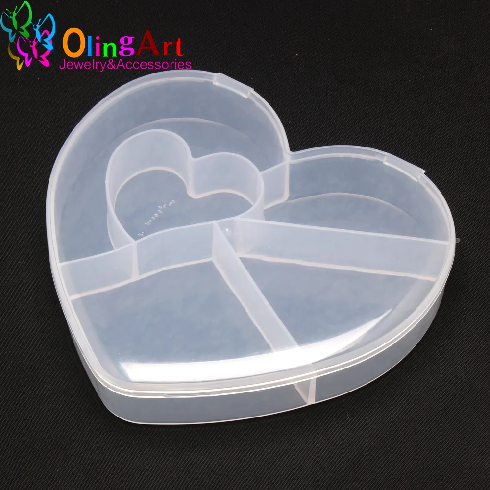 

Shell/Heart Shape 5 Grids Fixed Plastic Storage Box Jewelry Storage Box Olingart