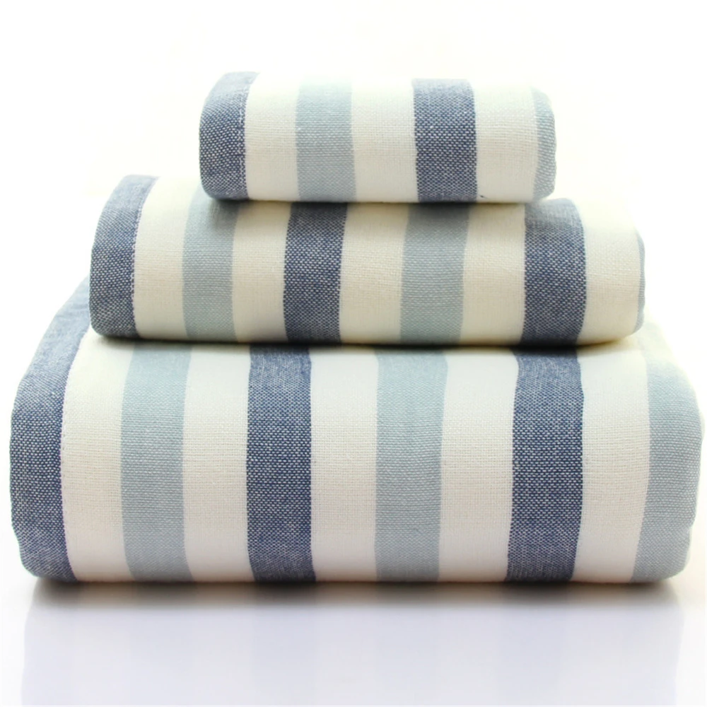 Stripe Cotton Hand Face Bath Towel Set 3pcs for Women Men Adults Bathroom 70*140 34*76 cm High Quanlity