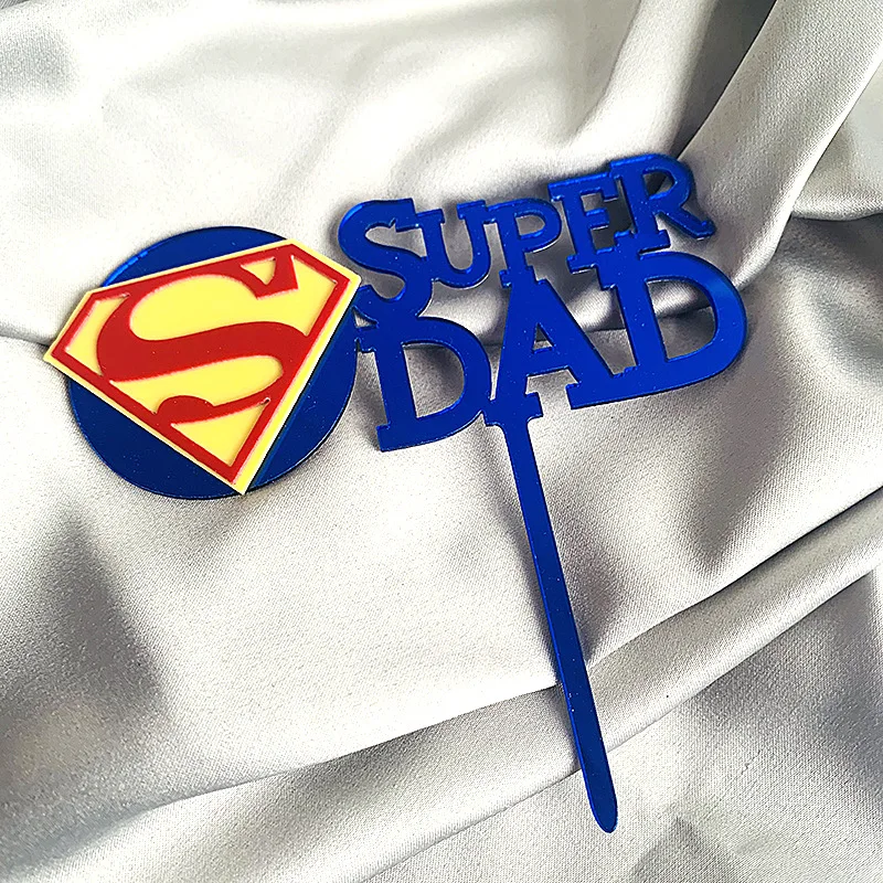 Best Dad Acrylic Happy Birthday Cake Topper Gold Super Father Birthday Cake Topper for Daddy Birthday Party Cake Decorations New