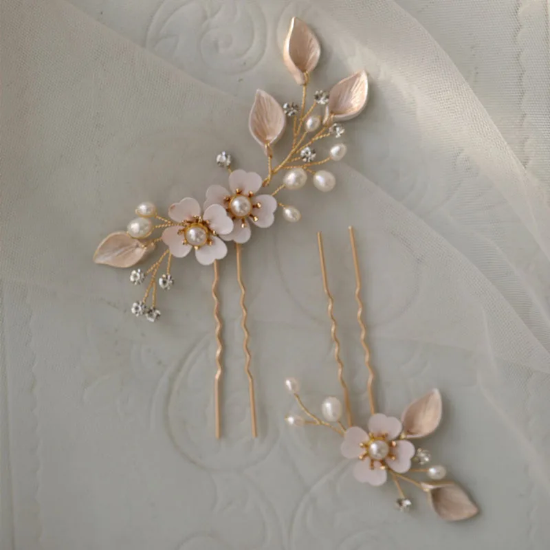 Floralbride Handmade Flower Rhinestones Freshwater Pearls Bridal Hair Pin Wedding Hair Sticker Women Jewelry Hair Accessories