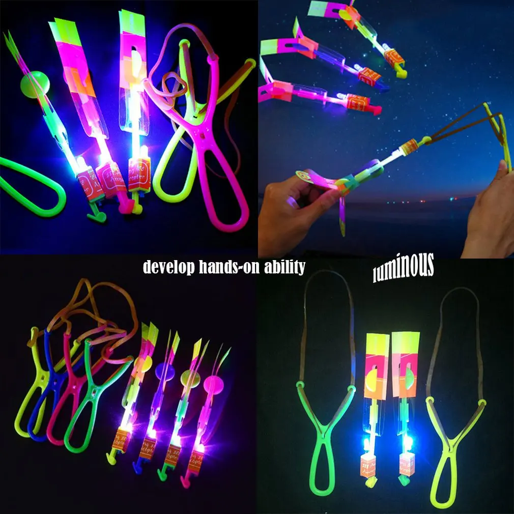 Luminous Slingshot LED Light Catapult Arrows Flying Toys Children Kids Non-toxic Early Educational Toy